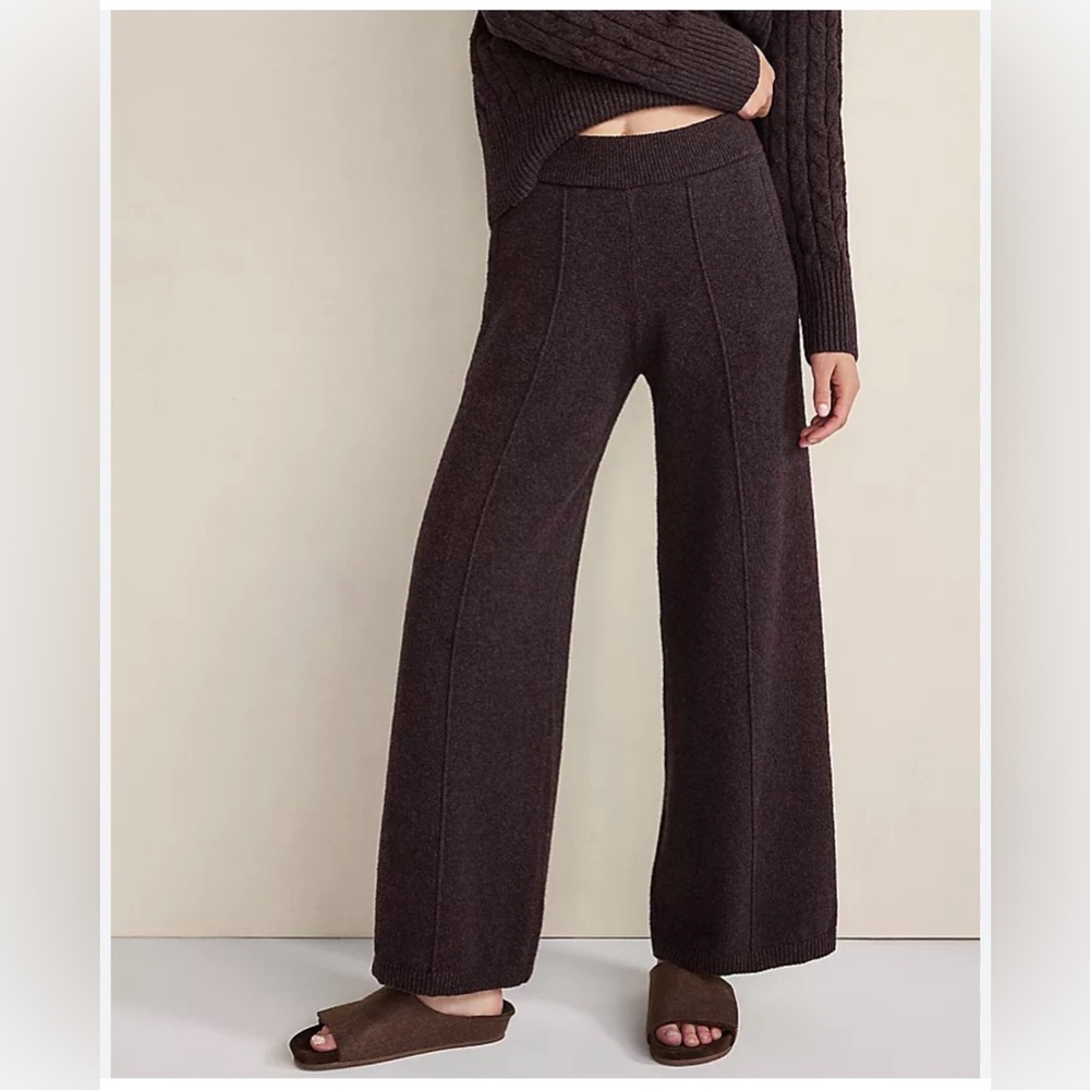 NWT Haven Well Within Organic Cotton Blend Pintuck Wide Leg Pants Brown Sz XS